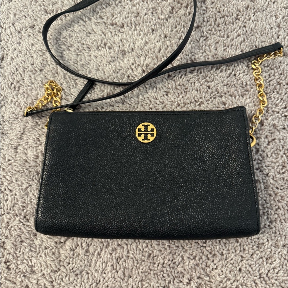 Tory Burch Black Crossbody Bag with Gold Chain